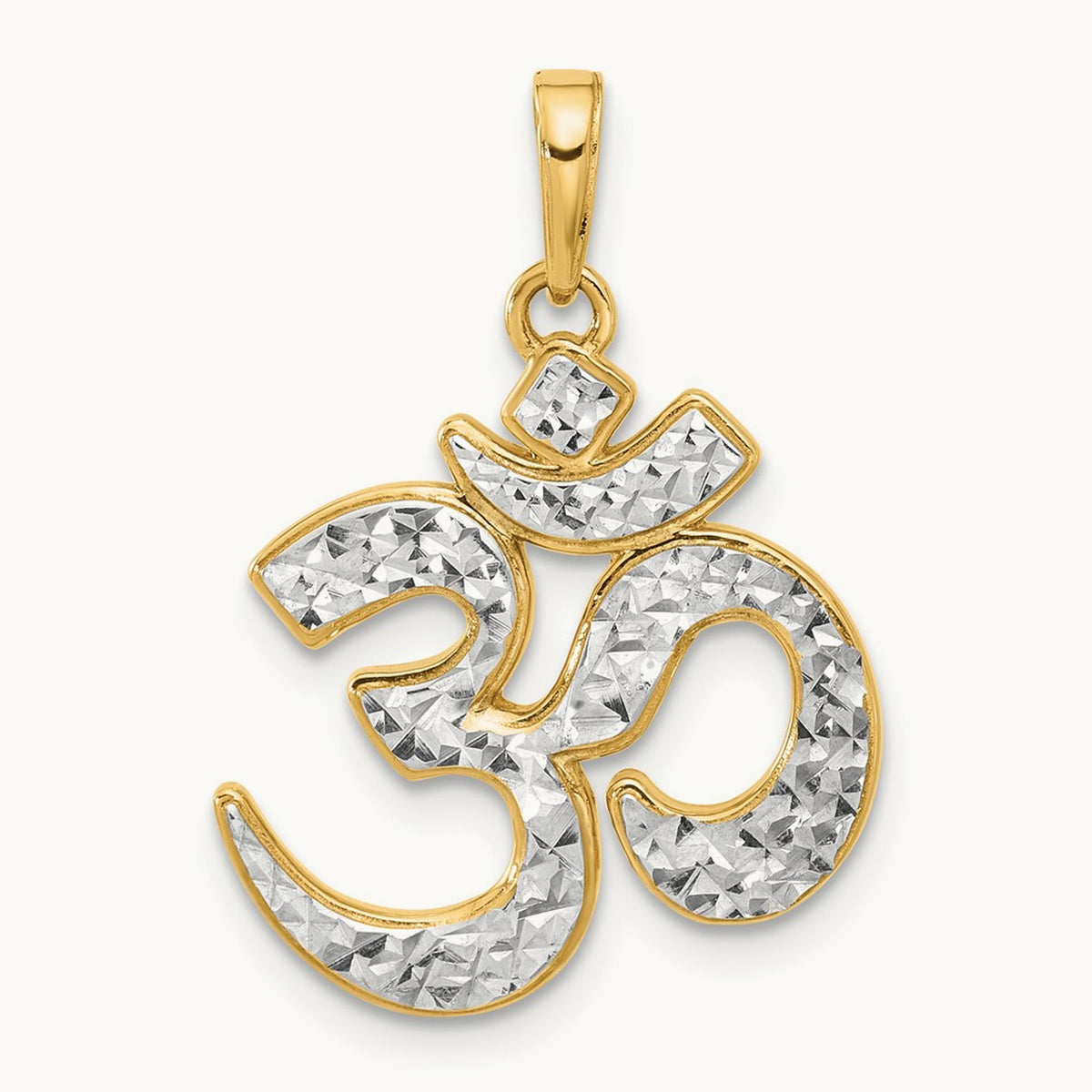 D/C Om Pendant, 14K with White Rhodium