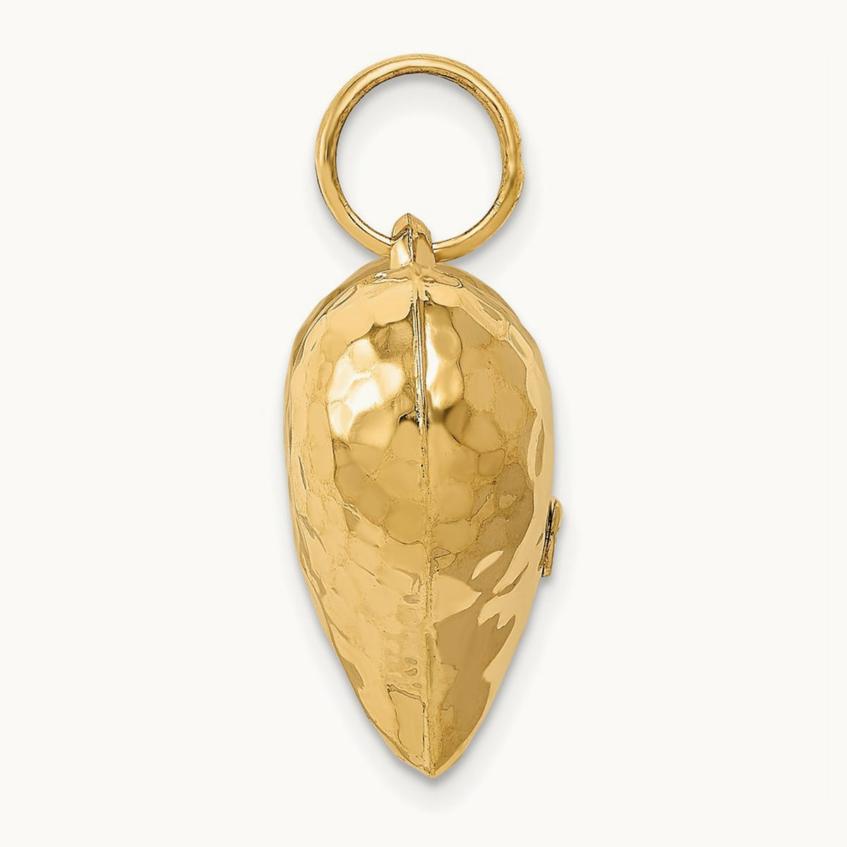 Polished and Hammered 3-D Heart Pendant — 26mm
