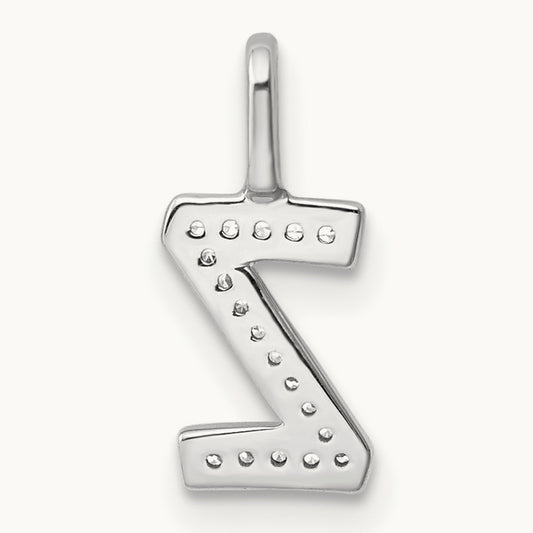 Diamond Letter Z Initial Pendant, 14K White Gold