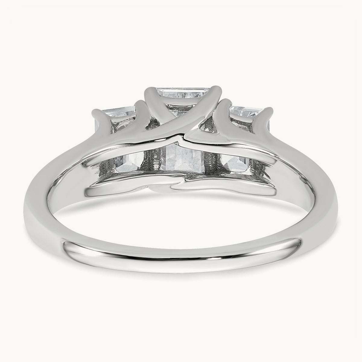 Emerald 3 Stone Engagement Ring, 1.50-3.25 ct tw Lab-Grown Diamond — 1 5/8 ct, 14K White Gold