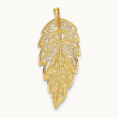 Diamond Cut Leaf Chain Slide, 14K Yellow Gold