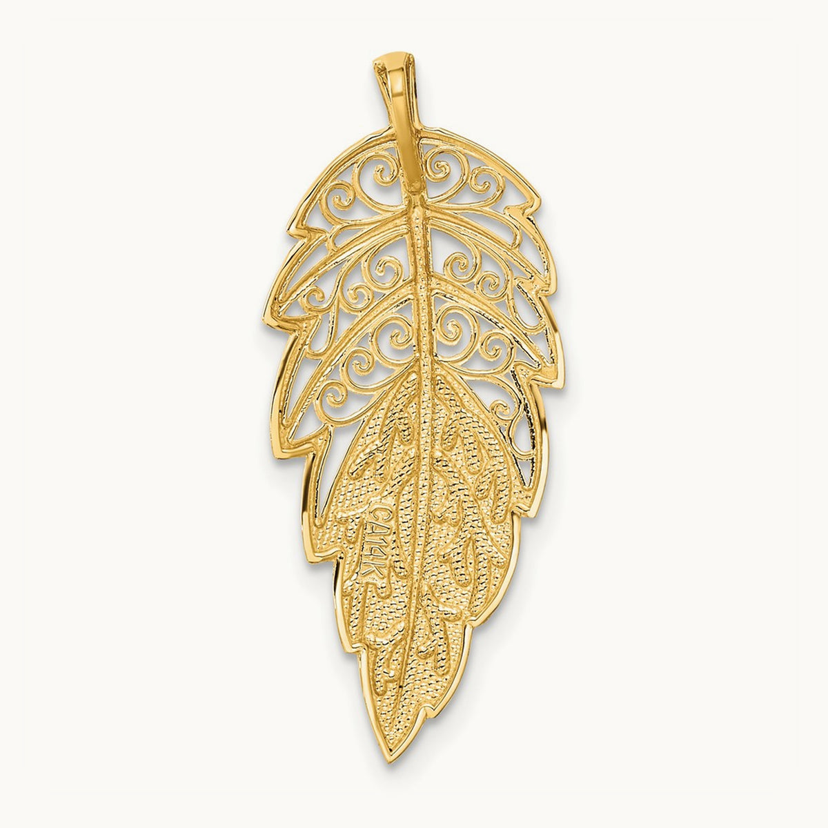 Diamond Cut Leaf Chain Slide, 14K Yellow Gold