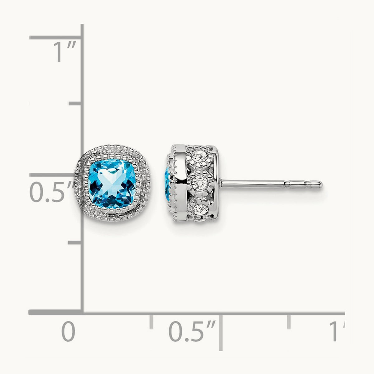 Cushion Blue Topaz and Diamond Earrings — photo set