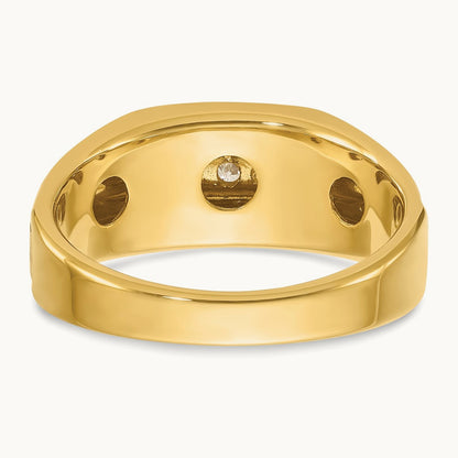 w/ White RH IBGoodman Men's Polish/Satin/Grooved Diamond Ring, 14K