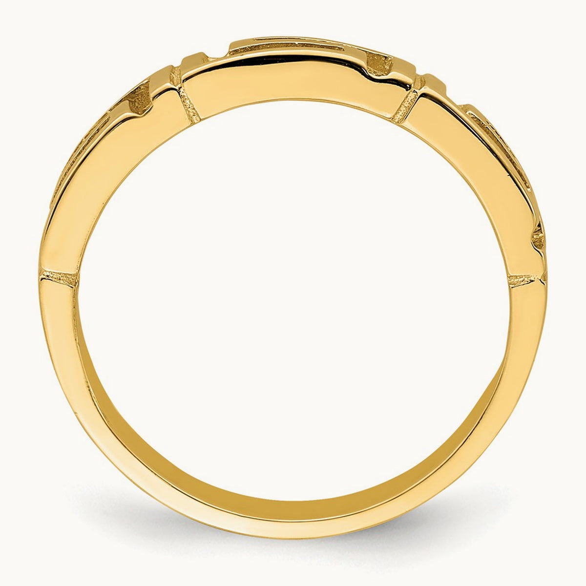 Cut-Out Greek Key Band, 14K