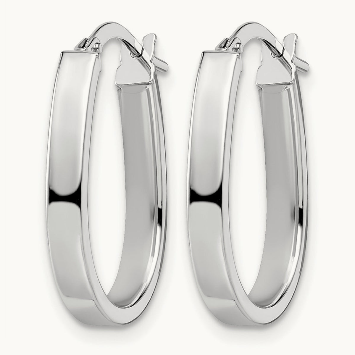 Polished U-Shape Hoop Earrings — 14K White Gold