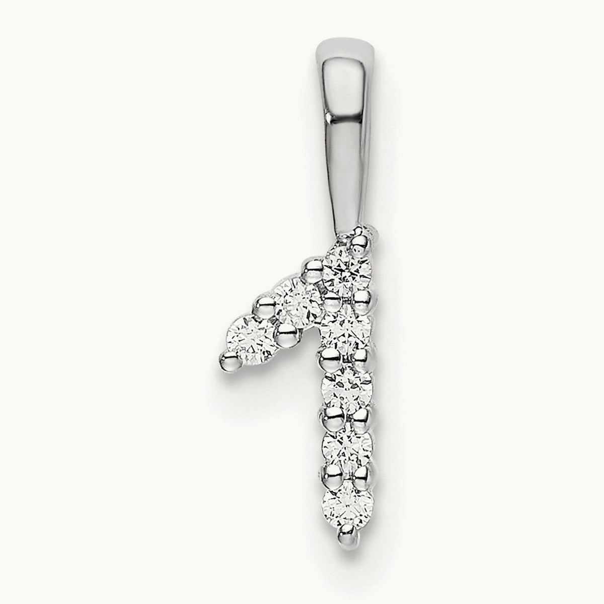 Diamond Number 1 Pendant — 14K White Gold, 13mm