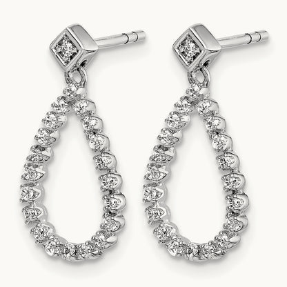 Diamond Teardrop Post Earrings, 14K White Gold