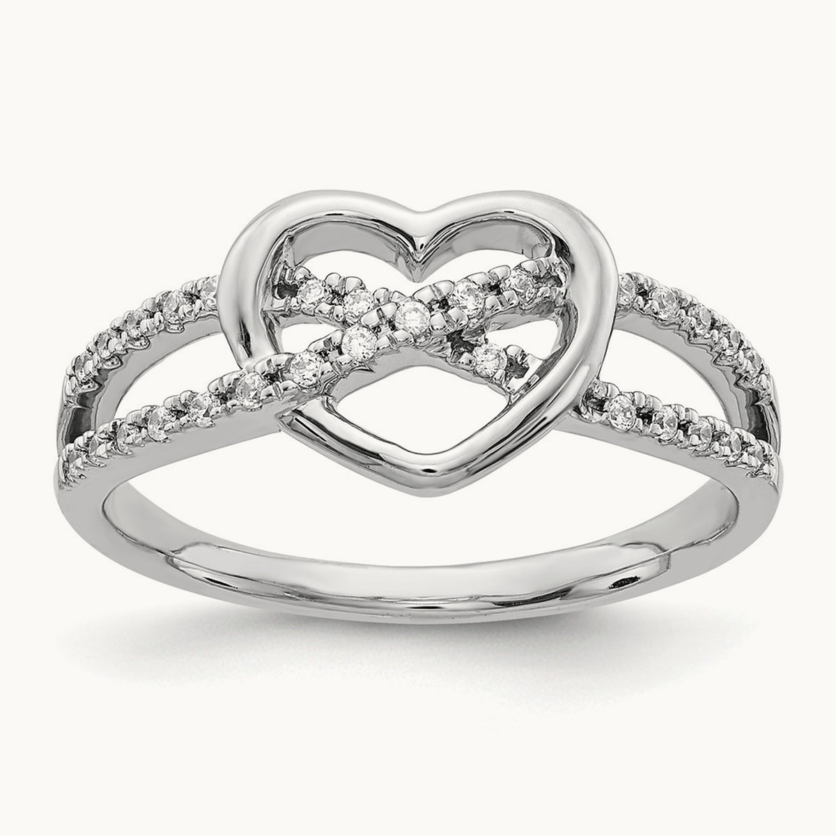 Diamond Heart Ring, 14K White Gold