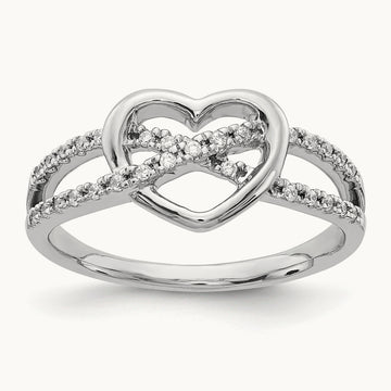 Diamond Heart Ring, 14K White Gold