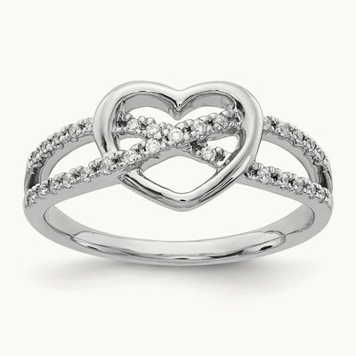 Diamond Heart Ring, 14K White Gold