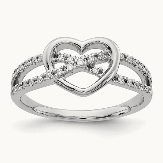 Diamond Heart Ring, 14K White Gold