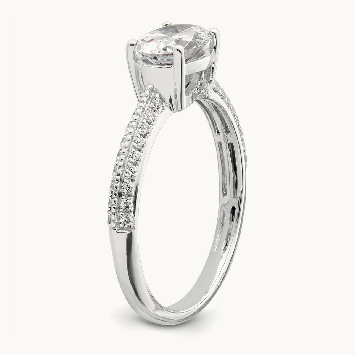 East West Oval Semi-Mount Engagement Ring — 1 ct, 7