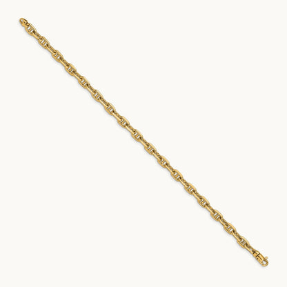 Hand-polished Fancy Link Bracelet — 14K Yellow Gold