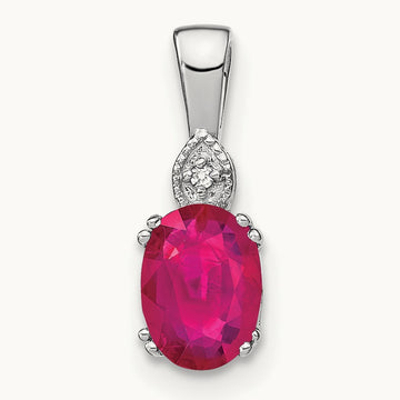 Oval Ruby and Diamond Pendant, 14K White Gold