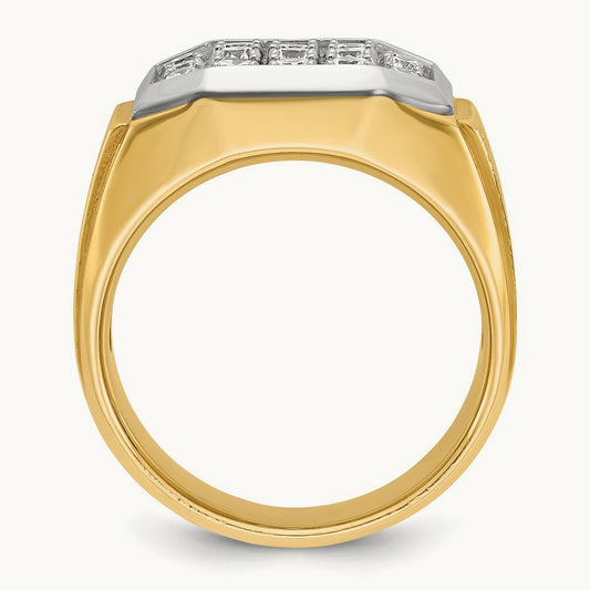 w/ White RH IBGoodman Men's Polished & Satin Diamond Cluster Ring, 14K