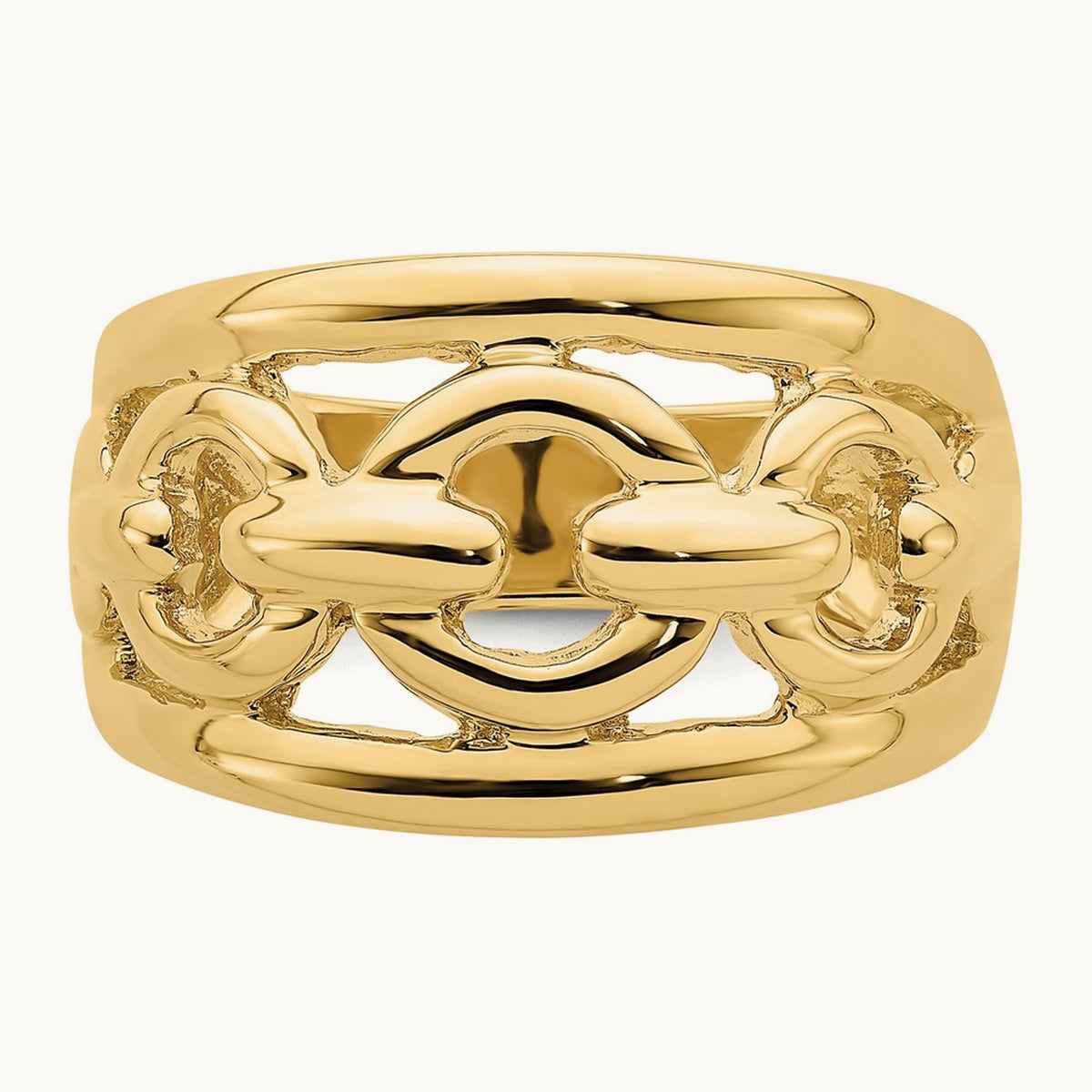 Polished Chain Design Inside Ring, 14K