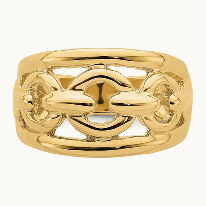 Polished Chain Design Inside Ring, 14K
