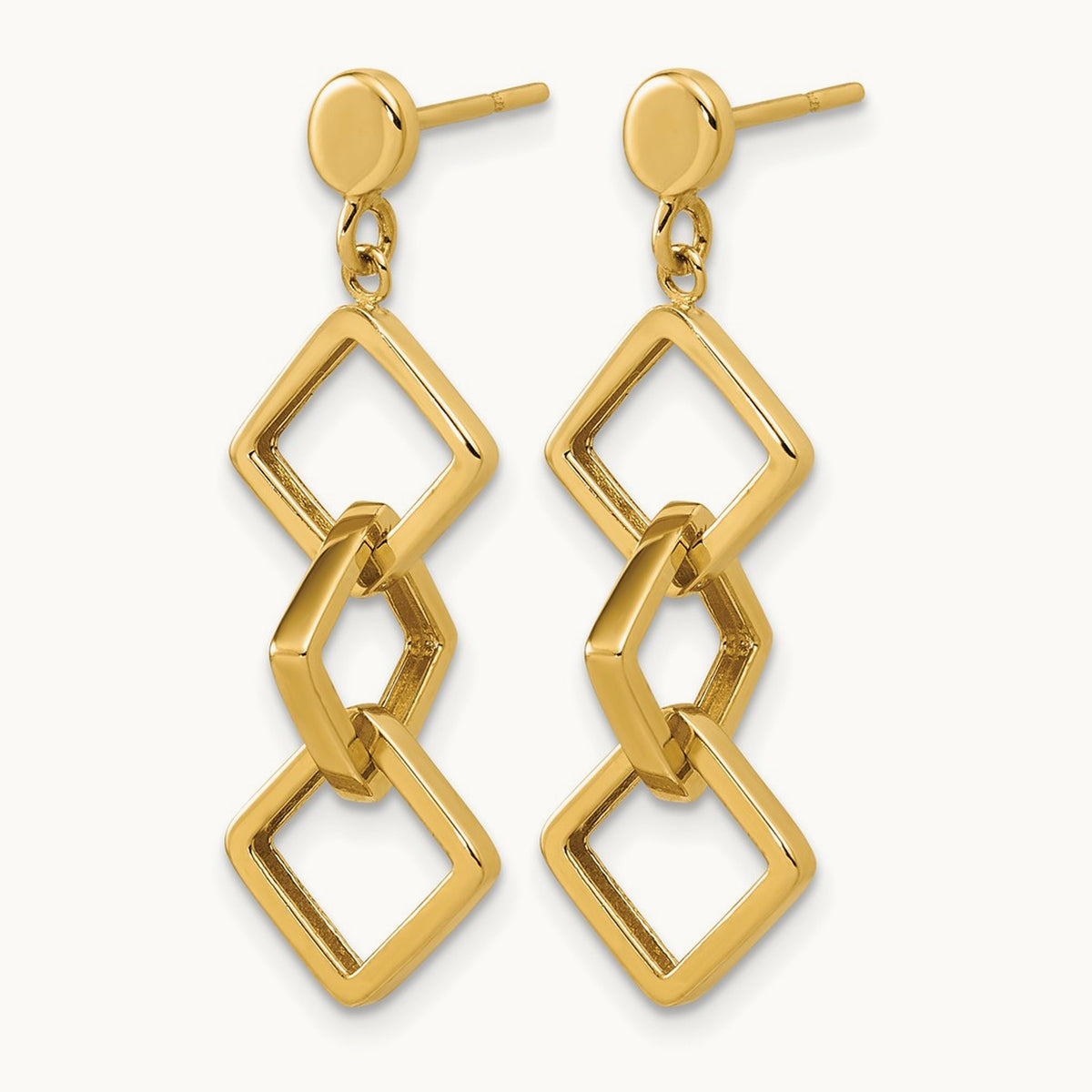 Polished Square link Dangle Post Earrings, 14K — Leslie's
