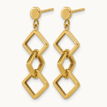 Polished Square link Dangle Post Earrings, 14K — Leslie's