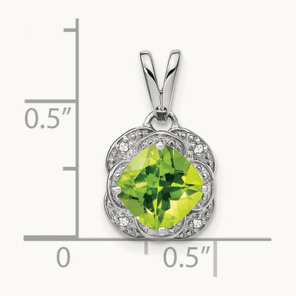 Cushion Peridot and Diamond Pendant — photo set