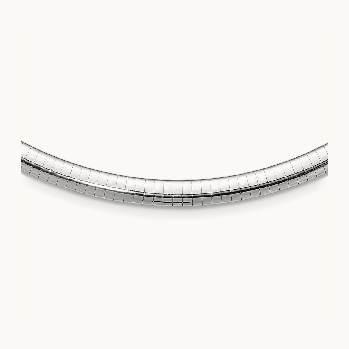 Domed Omega Necklace — 14K White Gold, 18mm, 6mm