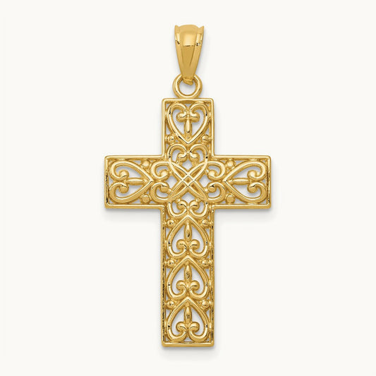 Diamond-cut Filigree Cross Pendant — photo set