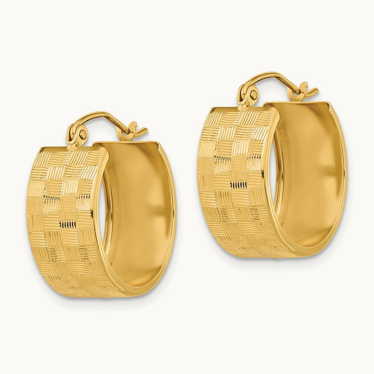 Diamond-cut Hoop Earrings — 14K Yellow Gold