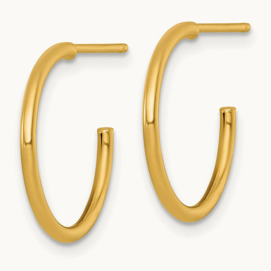 1.5 x Polished Post Hoop Earrings, 18mm, 14K