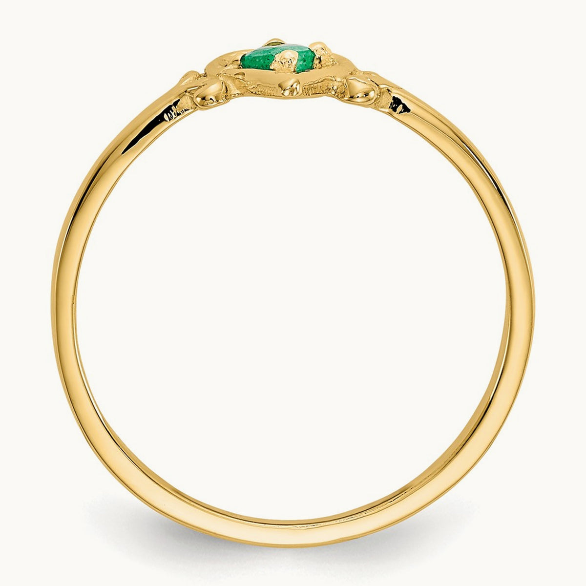 Emerald Birthstone Heart Ring — 14K Yellow Gold, 7