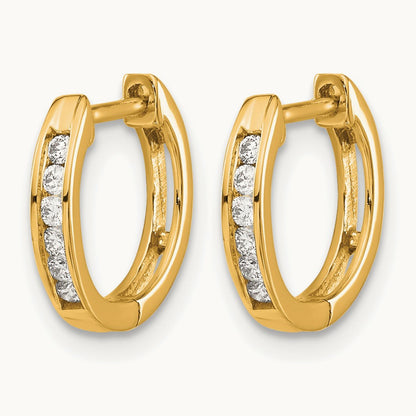 Polished Diamond Hinged Hoop Earrings — 14K Yellow Gold