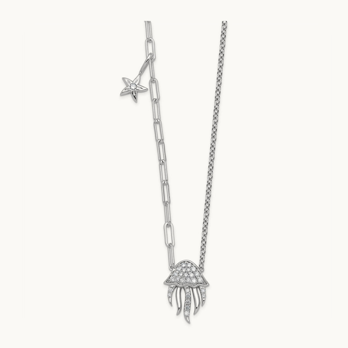 Jellyfish & Starfish Necklace, 0.25 ct tw Lab-Grown Diamond