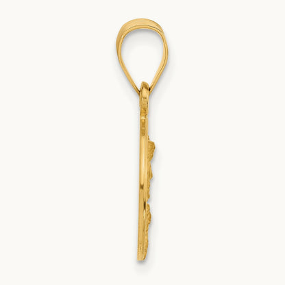 Polished and Satin Solid Our Guardian Angel Medal, 14K