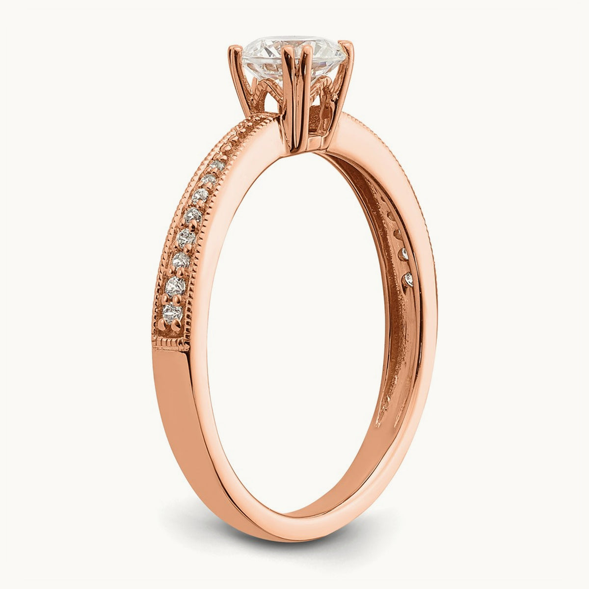 1/2ct Round Semi-Mount Engagement Dia Ring, 14K Rose Gold