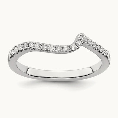 Diamond Contoured Wedding Band, 14K White Gold