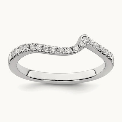 Diamond Contoured Wedding Band, 14K White Gold
