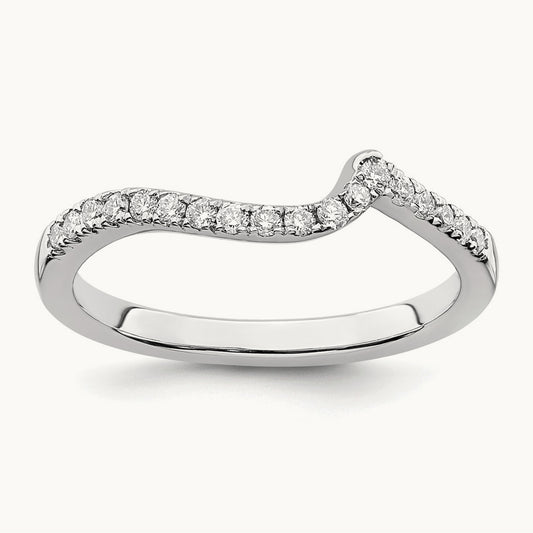Diamond Contoured Wedding Band, 14K White Gold