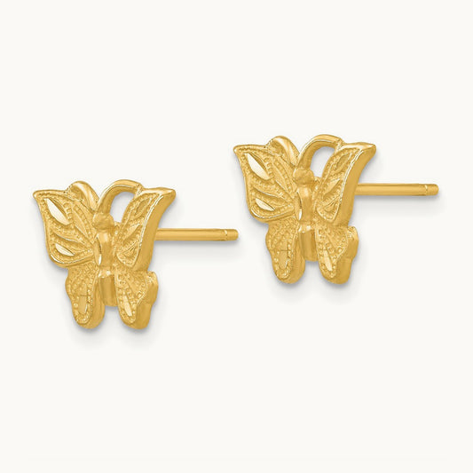 Diamond-cut Butterfly Earrings, 14K