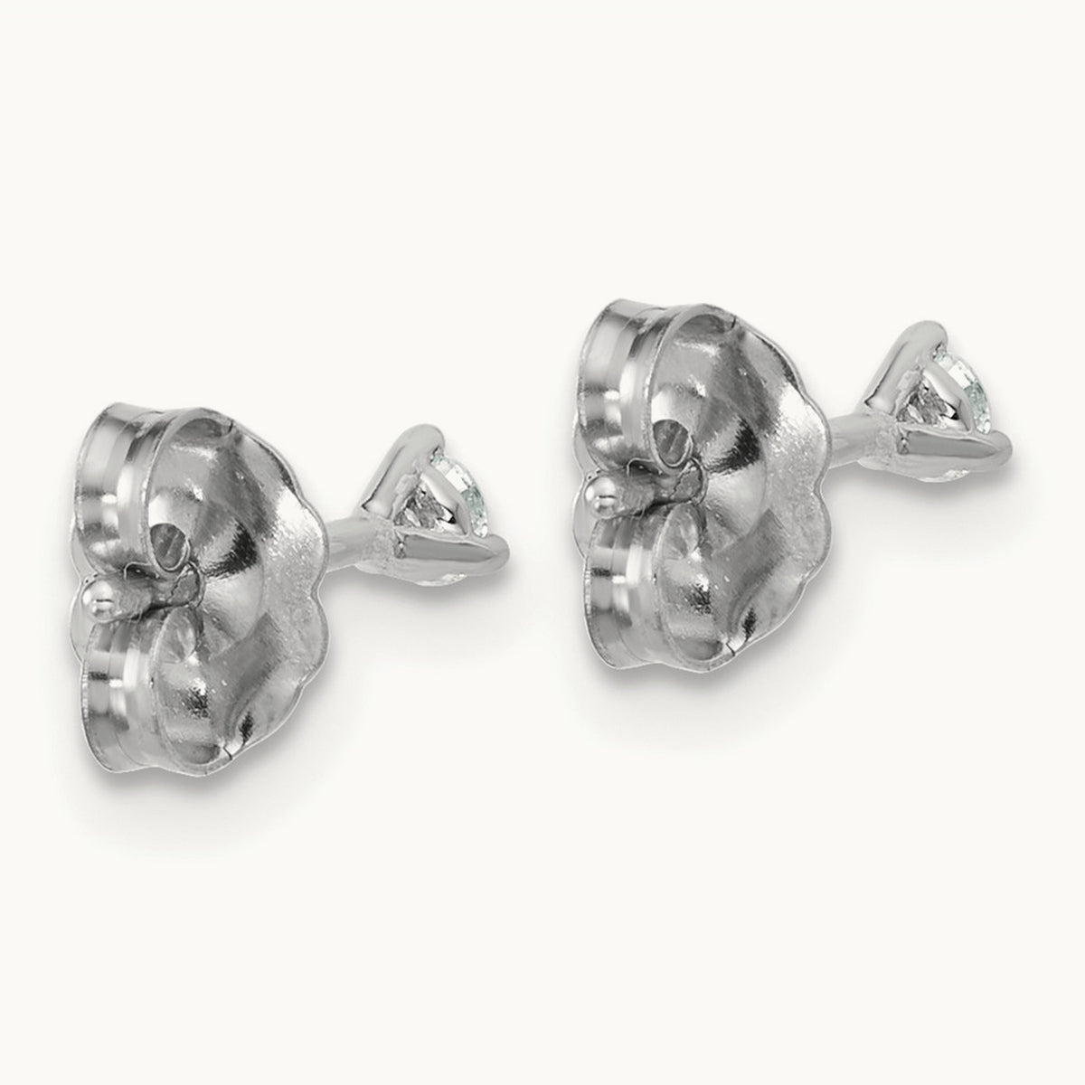 Round Stud Earrings, 0.10-6.00 ct tw Lab-Grown Diamond — 1/10 ct, VS (Best), push back, 18K White Gold