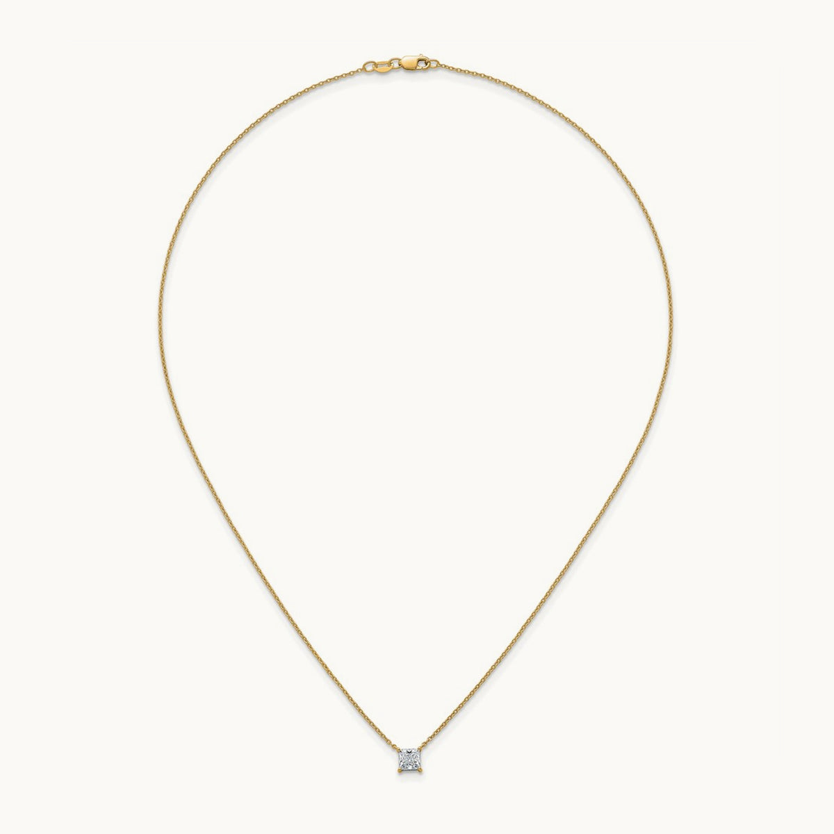 Princess Pendant Necklace, 0.25-4.00 ct tw Lab-Grown Diamond — 3/4 ct, VS (Best), 14K Yellow Gold