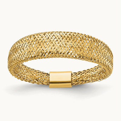 Mesh Tapered Stretch Ring — 14K Yellow Gold