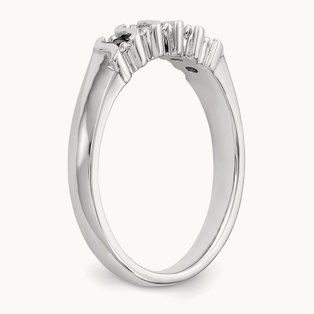 Diamond with Ruby Band — 14K White Gold, 0.09 ct, 7