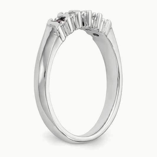 Diamond with Ruby Band — 14K White Gold, 0.09 ct, 7
