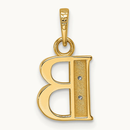 Diamond Letter B Initial Pendant, 14K with Rhodium