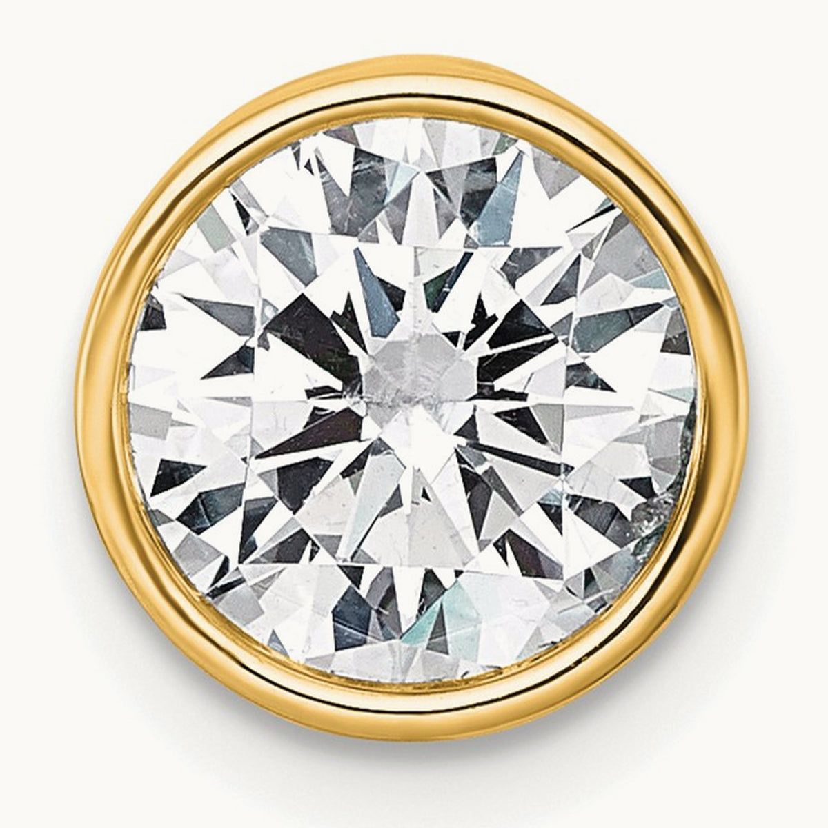 Round Bezel Set Chain Slide Pendant, 0.25-3.00 ct tw Lab-Grown Diamond — 2 ct, 14K Yellow Gold