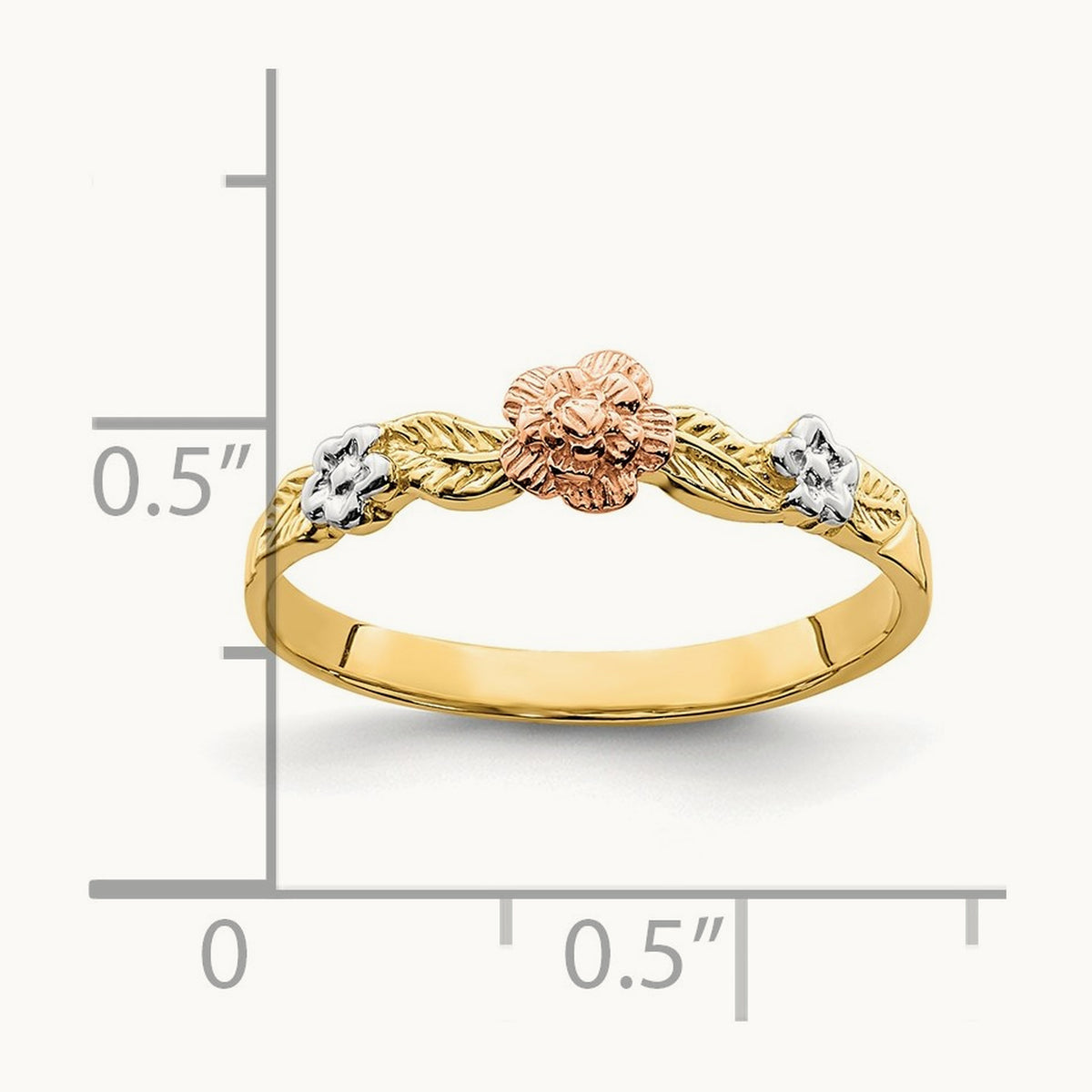 w/White Rhodium Flower Ring, 14K Two-tone