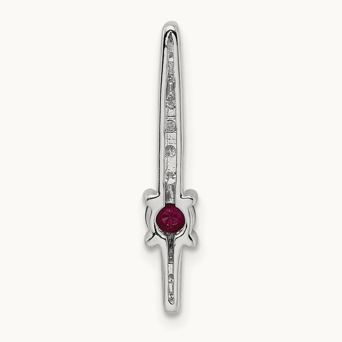 Diamond and .18 Ruby Fancy Chain Slide, 14K White Gold