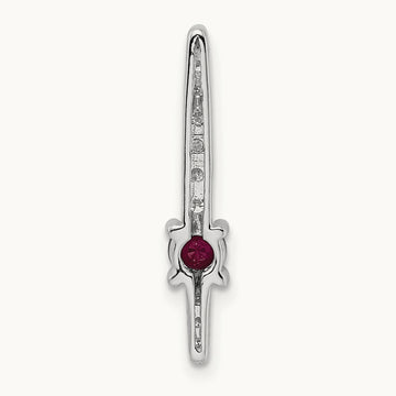 Diamond and .18 Ruby Fancy Chain Slide, 14K White Gold