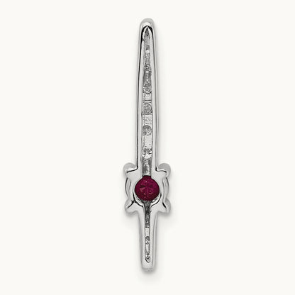 Diamond and .18 Ruby Fancy Chain Slide, 14K White Gold