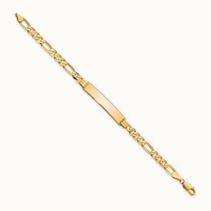 Flat Figaro Link ID Bracelet, 14K